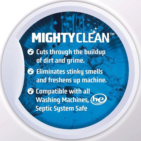 MIGHTY CLEAN Washing Machine Cleaner Tablets 24 Pack - 1 Year Supply, Septic Safe Washing Machine Cleaning Tablets, Washer Cleaner Tablet, Works with All Washers Including HE in Kuwait