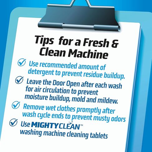 MIGHTY CLEAN Washing Machine Cleaner Tablets 24 Pack - 1 Year Supply, Septic Safe Washing Machine Cleaning Tablets, Washer Cleaner Tablet, Works with All Washers Including HE in Kuwait