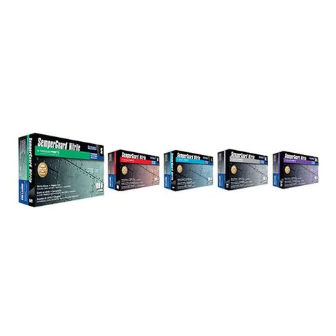 قفاز Sempermed INIPFT103 SemperGuard Nitrile، خالي من البودرة، متوسط، أزرق (علبة بها 1000) in Kuwait