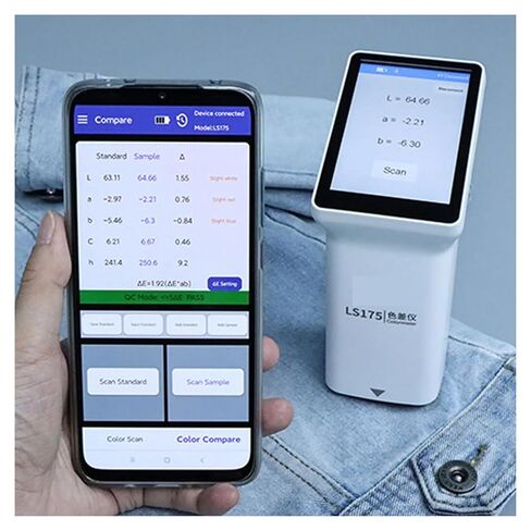 LS175 مقياس الألوان المحمول 45/0 درجة مع فتحة 20 مم، شاشة لمس 3.5 بوصة، مقياس فرق اللون الرقمي الدقيق، التصحيح التلقائي in Kuwait