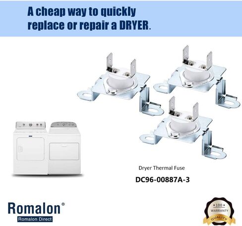Romalon Thermal Cut Off Fuse DC96-00887A WP35001193 متوافق مع Samsung Dryer Assembly Bracket Thermostat استبدال الجزء DC96-00887C 2074129 AP5966894 - حزمة من 3 in Saudi Arabia