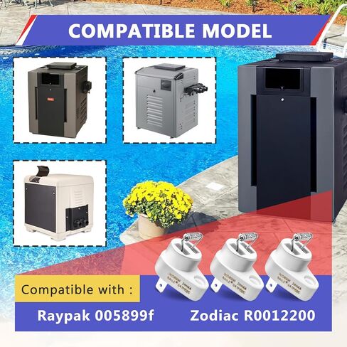 3 قطع مفتاح قطع حراري 152 درجة مئوية متوافق مع Raypak 005899F وZodiac R0012200، مفتاح تشغيل سخان حمام السباحة، مجموعة استبدال الصمامات الحرارية لقطع غيار سخان حمام السباحة وملحقاتها لـ Raypak in Kuwait