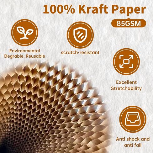 20 مجموعة من حقيبة سفر النبيذ القابلة لإعادة الاستخدام - أكمام واقية للزجاجات الورقية على شكل قرص العسل، مقاومة للصدمات ومقاومة للصدمات للسفر الجوي الآمن، والشحن، والتحرك، والتخييم (بني) in Kuwait