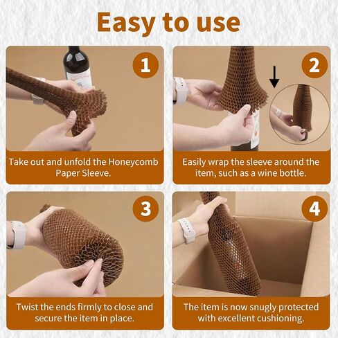 20 مجموعة من حقيبة سفر النبيذ القابلة لإعادة الاستخدام - أكمام واقية للزجاجات الورقية على شكل قرص العسل، مقاومة للصدمات ومقاومة للصدمات للسفر الجوي الآمن، والشحن، والتحرك، والتخييم (بني) in Kuwait