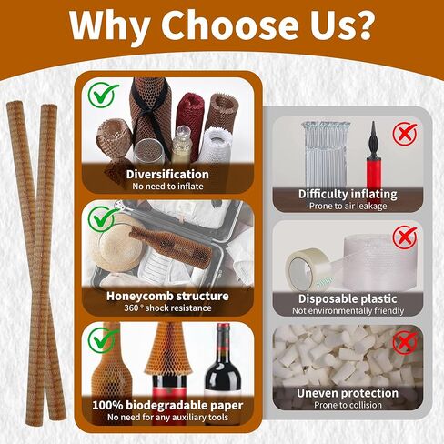 20 مجموعة من حقيبة سفر النبيذ القابلة لإعادة الاستخدام - أكمام واقية للزجاجات الورقية على شكل قرص العسل، مقاومة للصدمات ومقاومة للصدمات للسفر الجوي الآمن، والشحن، والتحرك، والتخييم (بني) in Kuwait