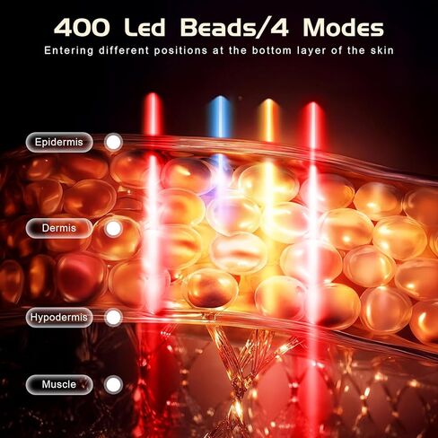 العلاج بالضوء الأحمر اللاسلكي للوجه من BNU، قناع العلاج بالضوء LED بـ 4 أوضاع مع 400 خرزة LED، جهاز تحكم عن بعد مزدوج 1000 مللي أمبير في الساعة، علاج بالضوء الأحمر بالأشعة تحت الحمراء 850 نانومتر لمكافحة الشيخوخة في المنزل والسفر in Kuwait