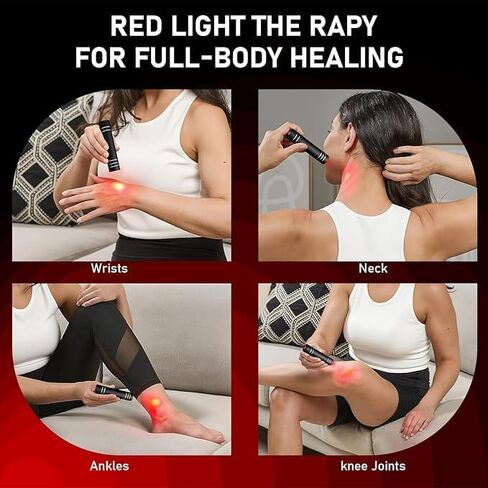 جهاز العلاج بالضوء الأحمر للمفاصل والعضلات، عصا العلاج بالضوء LED 660 نانومتر و850 نانومتر، شعلة العلاج بالضوء بالأشعة تحت الحمراء المحمولة، بالقرب من ضوء الأشعة تحت الحمراء للجسم والوجه والرقبة والظهر والركبة (أسود) in Saudi Arabia