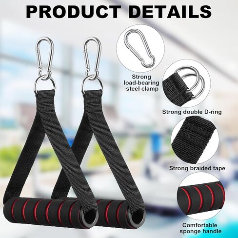 flintronic Exercise Handle, Resistance Bands Handle, Replacement Handle Attachments for Cable Machine Pulleys, Gym Handles with 2 Heavy Duty Carabiner Hooks, for Fitness Workout Gym Pilates Yoga in Kuwait