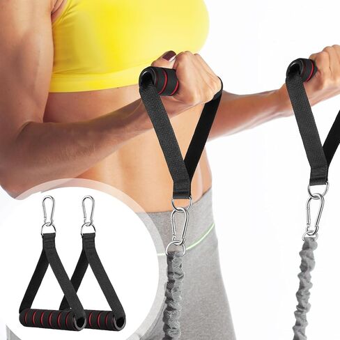 flintronic Exercise Handle, Resistance Bands Handle, Replacement Handle Attachments for Cable Machine Pulleys, Gym Handles with 2 Heavy Duty Carabiner Hooks, for Fitness Workout Gym Pilates Yoga in Kuwait