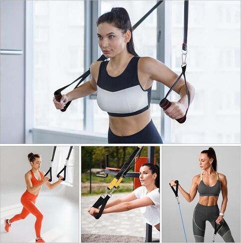 flintronic Exercise Handle, Resistance Bands Handle, Replacement Handle Attachments for Cable Machine Pulleys, Gym Handles with 2 Heavy Duty Carabiner Hooks, for Fitness Workout Gym Pilates Yoga in Kuwait
