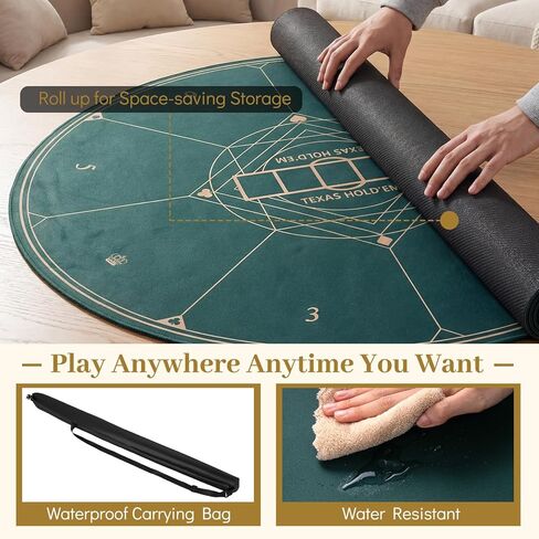 Giantex 40" Poker Table Top, 8 Player Foldable Texas Holdem Poker Mat with Carrying Bag, 3 mm Rubber Foam, Portable Anti-Slip Rubber Poker Table Mat for Casino Card Games in Saudi Arabia