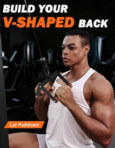 Fitarc Double D Row Handle Cable Attachment for Gym & Home Workouts, V Bar Cable Attachment with Non-Slip Grips, Orange in Kuwait