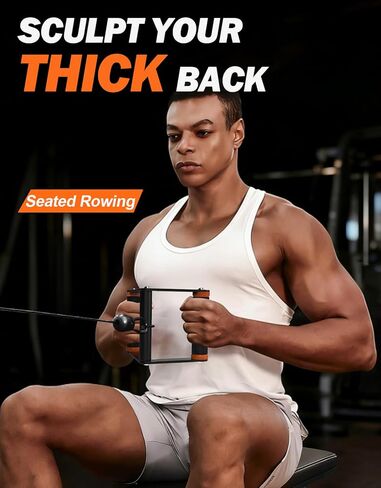 Fitarc Double D Row Handle Cable Attachment for Gym & Home Workouts, V Bar Cable Attachment with Non-Slip Grips, Orange in Kuwait