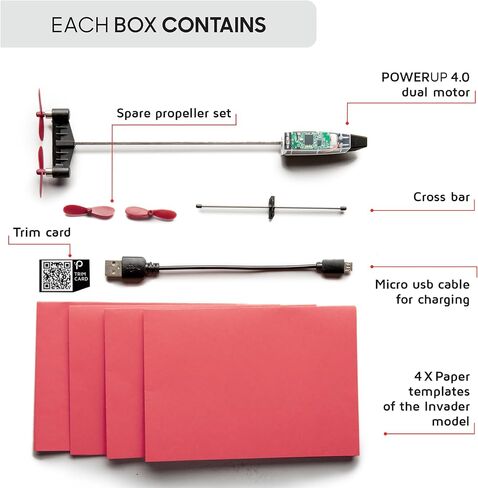 Powerup New Starflux DIY Balsa Wood RC Airplane Kit - Build & Fly Smartphone Plane 4.0 | صنع في الولايات المتحدة الأمريكية ، تصميم 2 في 1 ، طقم STEM للمراهقين والهواة in Kuwait