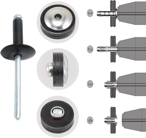 100PCS Large Flange Blind Rivets,3/16" x 1/2" Large Cap Black Aluminum Blind Rivets,Flange Diameter 5/8" (16 mm),Aluminum Grip Steel Mandrel Pop Rivets (Black, 3/16"x1/2"-100PC) in Kuwait