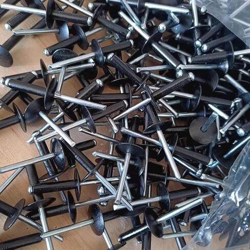 100PCS Large Flange Blind Rivets,3/16" x 1/2" Large Cap Black Aluminum Blind Rivets,Flange Diameter 5/8" (16 mm),Aluminum Grip Steel Mandrel Pop Rivets (Black, 3/16"x1/2"-100PC) in Kuwait