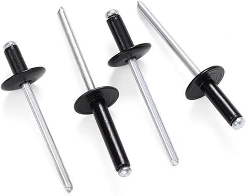 100PCS Large Flange Blind Rivets,3/16" x 1/2" Large Cap Black Aluminum Blind Rivets,Flange Diameter 5/8" (16 mm),Aluminum Grip Steel Mandrel Pop Rivets (Black, 3/16"x1/2"-100PC) in Kuwait