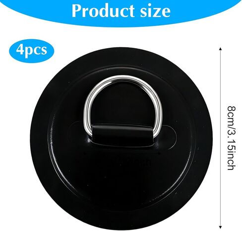 Xinjoduz 4PCS Stainless Steel D Kayak Paddle Drip Rings Patch Waterproof PVC Repair Patchs Pad Paddle Board Accessories for Inflatable Boat Dinghy Kayak Surfboard Rafting Canoe, No Glue Include in Saudi Arabia
