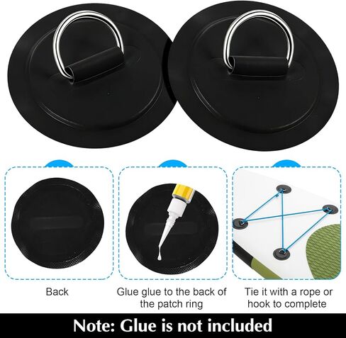 Xinjoduz 4PCS Stainless Steel D Kayak Paddle Drip Rings Patch Waterproof PVC Repair Patchs Pad Paddle Board Accessories for Inflatable Boat Dinghy Kayak Surfboard Rafting Canoe, No Glue Include in Saudi Arabia