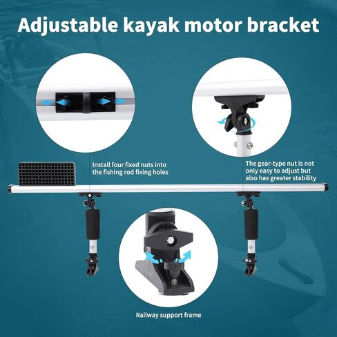 Kayak Trolling Motor Mount,Aluminum Outboard Motor Bracket Holder Kit for Fishing Kayak,Universal Scupper Holes & Track System,No Drill Installation,Rust-Proof & Adjustable in Kuwait