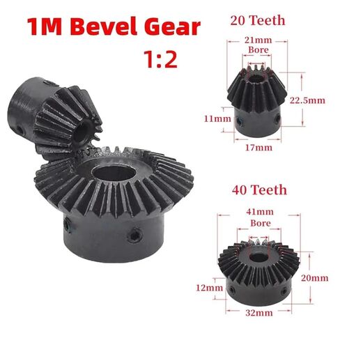 Single 1:2 Bevel Gear 1Mod 20/40Teeth Transmission Gear 90 Degrees Bore 6-15mm 1Pcs(15mm,20 Teeth) in Saudi Arabia