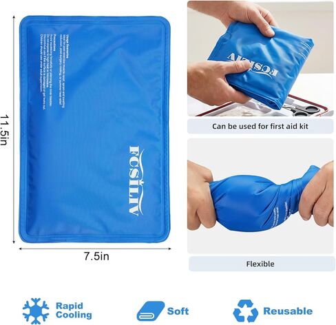 Reusable Ice Packs for Injuries - Flexible Ice Pack for Injuries - Gel Cold Pack Stays Soft When Frozen for Shoulder, Knee, Ankle, Back Pain Relief, Swelling & Bruises - 7.5"x11.5" in Kuwait