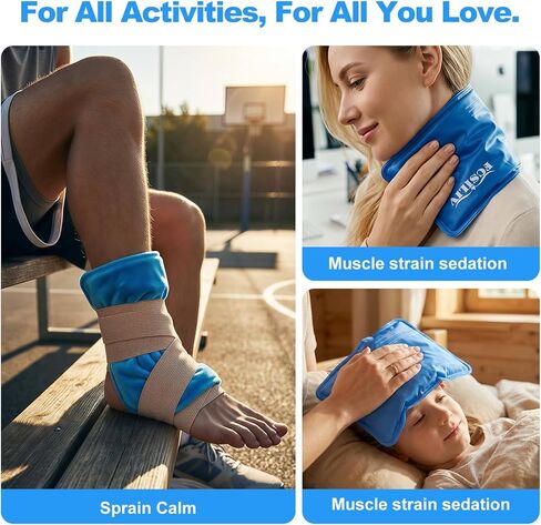 Reusable Ice Packs for Injuries - Flexible Ice Pack for Injuries - Gel Cold Pack Stays Soft When Frozen for Shoulder, Knee, Ankle, Back Pain Relief, Swelling & Bruises - 7.5"x11.5" in Kuwait