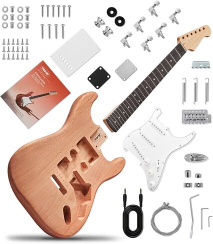 TOSTAR DIY LP Style Electric Guitar Kit with HH Pickups, Pre-Sealed Mahogany Body, Mahogany Neck, Purpleheart Fingerboard, Build Your Own Solid Body Electric Guitar, Easy Assembly 6 String Guitar Kit in Kuwait