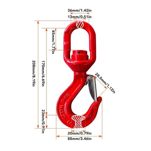 1pc 2 Ton Swivel Hook Swivel Hook 2 Ton Load Bearing Heavy Duty Alloy Steel Swivel Lifting Hook for Crane Hoist Swivel Lifting Hook in Saudi Arabia