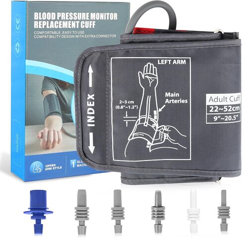 XL Blood Pressure Replacement Cuff Arm - 9"-21" Wide-Range Extra Large BP Cuff Fits from Medium to XLarge Big Arms, 6 Sizes of Connectors Compatible with Omron and Other Brands (Cuff Included Only) in Saudi Arabia