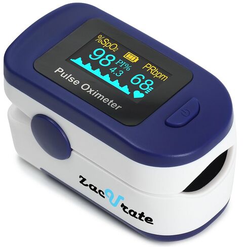 Zacurate 500B-B Wireless Bluetooth Fingertip Pulse Oximeter, Blood Oxygen Monitor with Free App, SpO2, Plethysmograph, and Perfusion Index Finger Oxygen Sensor in Saudi Arabia
