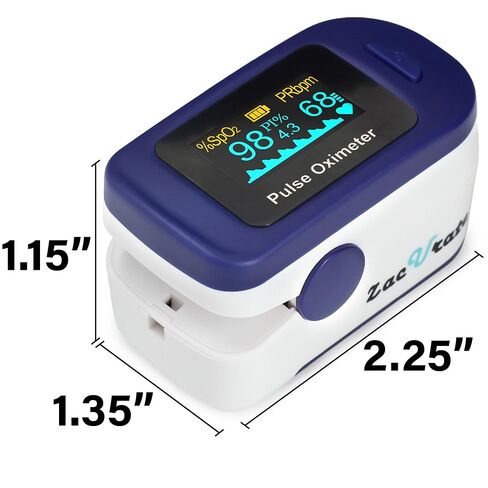 Zacurate 500B-B Wireless Bluetooth Fingertip Pulse Oximeter, Blood Oxygen Monitor with Free App, SpO2, Plethysmograph, and Perfusion Index Finger Oxygen Sensor in Saudi Arabia
