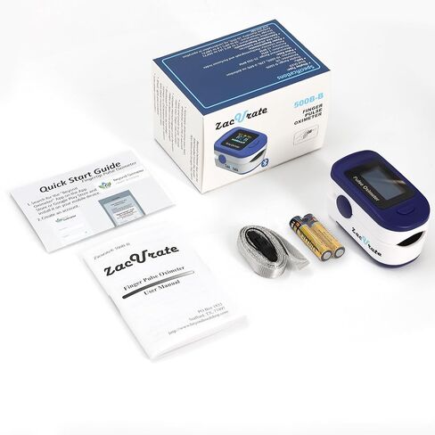 Zacurate 500B-B مقياس تأكسج نبض الإصبع بتقنية البلوتوث اللاسلكي، جهاز مراقبة الأكسجين في الدم مع تطبيق مجاني، SpO2، مخطط التحجم، ومستشعر الأكسجين بإصبع السبابة in Kuwait