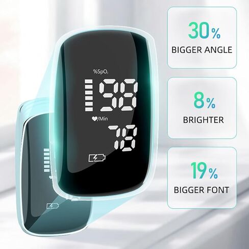 مقياس التأكسج نبض الإصبع، تشبع الأكسجين في الدم بأطراف الأصابع مع جهاز مراقبة النبض، مقياس التأكسج مع الحبل، مقياس التأكسج النبضي للاستخدام الرياضي والطيران (أسود) in Kuwait