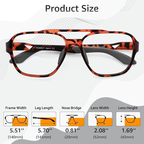 FEISEDY Sports Blue Light Glasses for Men Lightweight Anti Slip Running Cycling Square Glasses Computer Eyeglasses B0156 in Saudi Arabia