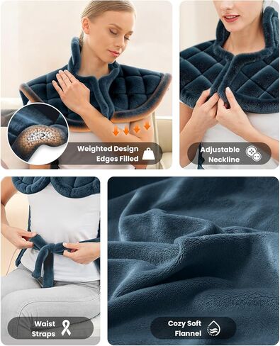 وسادة تسخين بوب وبراد لتخفيف آلام الظهر، وسادة حرارية كهربائية مؤهلة من FSA لأكتاف الرقبة والجسم بالكامل، تصميم مرجح الحافة، تسخين سريع، معتمد من ETL، هدية للنساء والرجال 24 بوصة × 33 بوصة in Kuwait