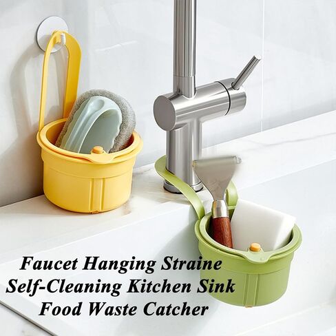 Hangable Kitchen Sink Drainer, Hanging Sink Drain Basket with Press Dumping & Self-Cleaning Design, 2025 New Faucet Hanging Food Waste Catcher, Sink Protectors Baskets (2PCS-A) in Saudi Arabia