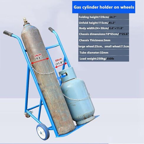 Dual Welding Cylinder Cart, Oxygen Acetylene Tank Cart,250kg/550LBS Weight Capacity, Solid Wheels and Tank Storage Safety Chains,for Gas Propane Tanks Dolly in Saudi Arabia