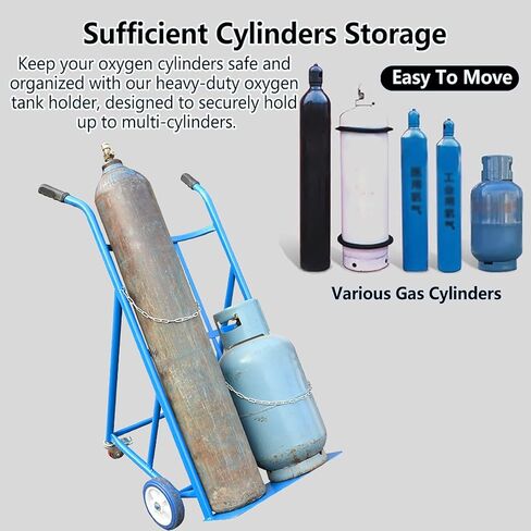 Dual Welding Cylinder Cart, Oxygen Acetylene Tank Cart,250kg/550LBS Weight Capacity, Solid Wheels and Tank Storage Safety Chains,for Gas Propane Tanks Dolly in Saudi Arabia