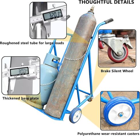 Dual Welding Cylinder Cart, Oxygen Acetylene Tank Cart,250kg/550LBS Weight Capacity, Solid Wheels and Tank Storage Safety Chains,for Gas Propane Tanks Dolly in Saudi Arabia