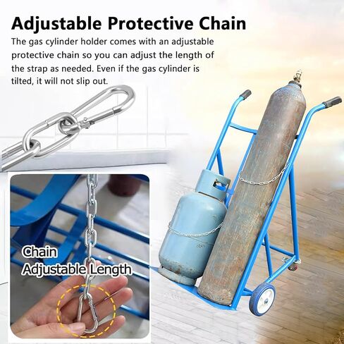 Dual Welding Cylinder Cart, Oxygen Acetylene Tank Cart,250kg/550LBS Weight Capacity, Solid Wheels and Tank Storage Safety Chains,for Gas Propane Tanks Dolly in Saudi Arabia
