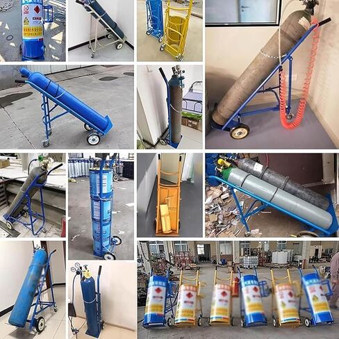 Dual Welding Cylinder Cart, Oxygen Acetylene Tank Cart,250kg/550LBS Weight Capacity, Solid Wheels and Tank Storage Safety Chains,for Gas Propane Tanks Dolly in Saudi Arabia