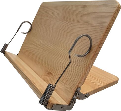 Book Stand for Reading ، حامل كتب المكتب (Soild Wood) مقطع صفحة من الفولاذ المقاوم للصدأ مرنة للغاية ، والرش بالطلاء القائم على الماء لا يحتوي على رائحة سيئة (16.14 × 10 بوصة) in Kuwait