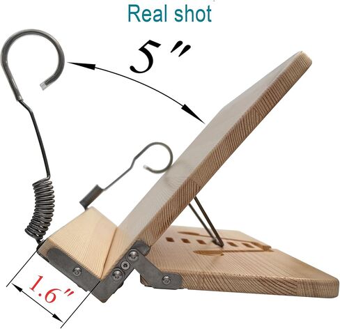 Book Stand for Reading ، حامل كتب المكتب (Soild Wood) مقطع صفحة من الفولاذ المقاوم للصدأ مرنة للغاية ، والرش بالطلاء القائم على الماء لا يحتوي على رائحة سيئة (16.14 × 10 بوصة) in Kuwait