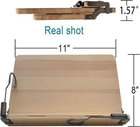 Book Stand for Reading ، حامل كتب المكتب (Soild Wood) مقطع صفحة من الفولاذ المقاوم للصدأ مرنة للغاية ، والرش بالطلاء القائم على الماء لا يحتوي على رائحة سيئة (16.14 × 10 بوصة) in Kuwait