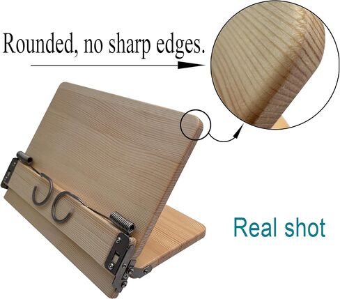 Book Stand for Reading ، حامل كتب المكتب (Soild Wood) مقطع صفحة من الفولاذ المقاوم للصدأ مرنة للغاية ، والرش بالطلاء القائم على الماء لا يحتوي على رائحة سيئة (16.14 × 10 بوصة) in Kuwait