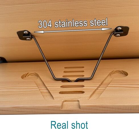 Book Stand for Reading ، حامل كتب المكتب (Soild Wood) مقطع صفحة من الفولاذ المقاوم للصدأ مرنة للغاية ، والرش بالطلاء القائم على الماء لا يحتوي على رائحة سيئة (16.14 × 10 بوصة) in Kuwait
