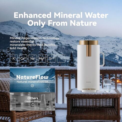 NatureFlow F40 SE مرشح مياه بالتناضح العكسي مع الأشعة فوق البنفسجية، إعادة التمعدن الطبيعي، مرشحات RO على 10 مراحل، 4: 1 نقي للتصريف، منقي المياه القلوية pH9، خالٍ من البيسفينول A، NSF/ANSI/UL/FDA in Kuwait