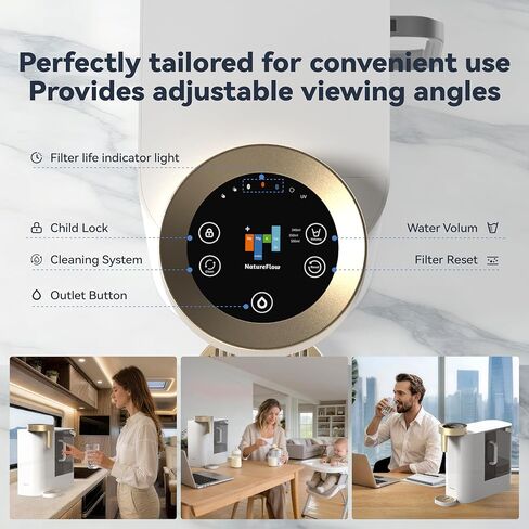 NatureFlow F40 SE مرشح مياه بالتناضح العكسي مع الأشعة فوق البنفسجية، إعادة التمعدن الطبيعي، مرشحات RO على 10 مراحل، 4: 1 نقي للتصريف، منقي المياه القلوية pH9، خالٍ من البيسفينول A، NSF/ANSI/UL/FDA in Kuwait