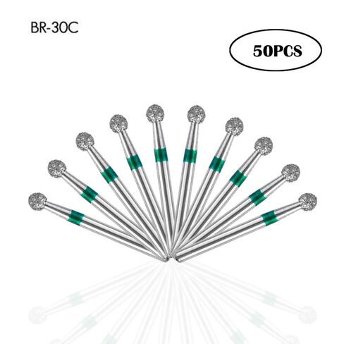 50PCS BR-30C FG Diamond Burs Grinding Needles Set | 1.6mm (1/16") Shank Green, Natural Diamond Powder Coated Points for Precision Engraving, Carving & Polishing in Saudi Arabia